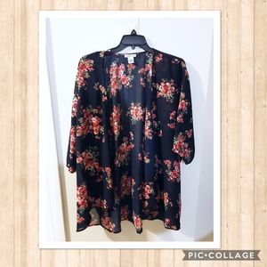 Dizzy Gal Navy Blue Floral Sheer Kimono 2x